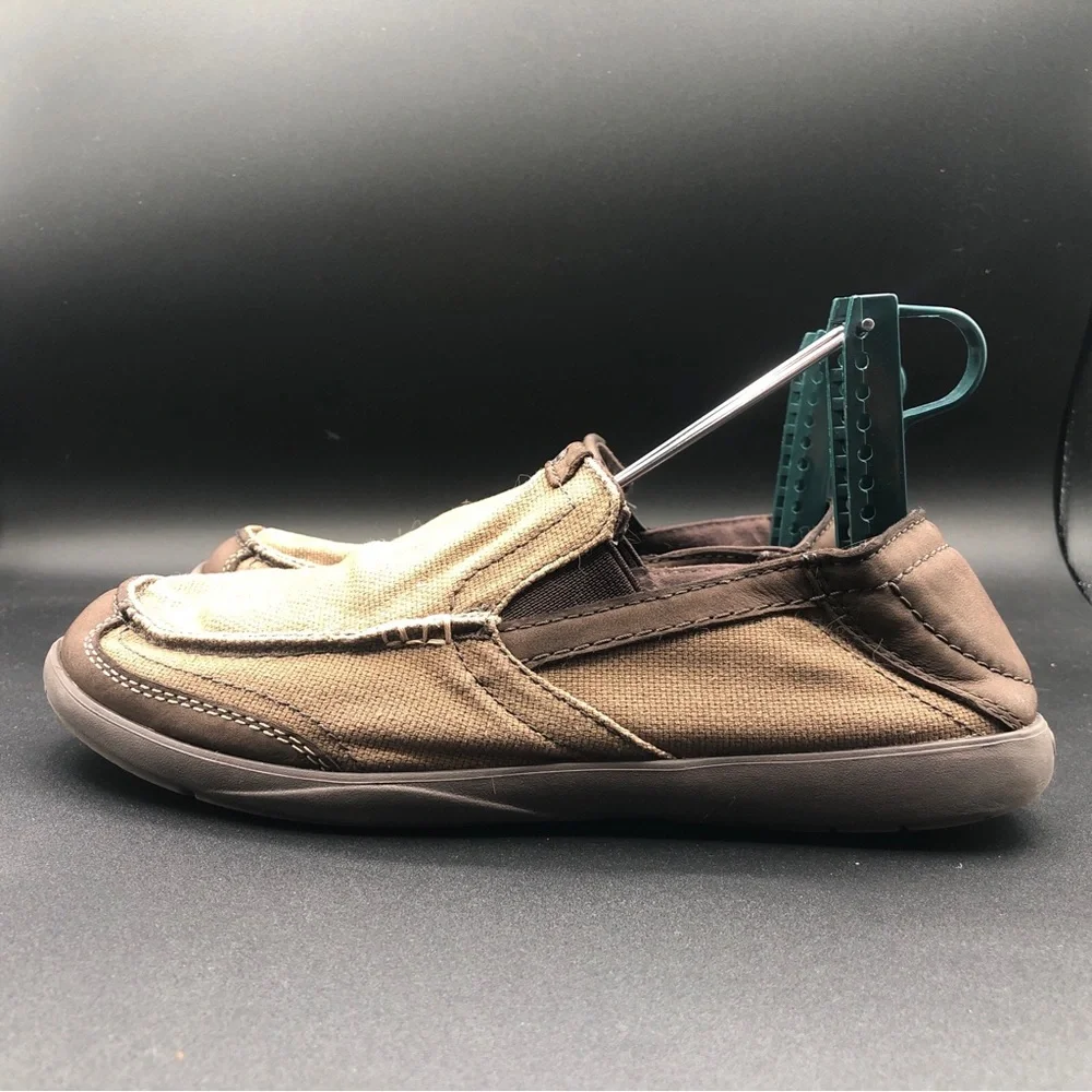 Crocs Walu Luxe Canvas Loafers Slip-On Casual Brown Shoes‎ 203473 Men's Size 7